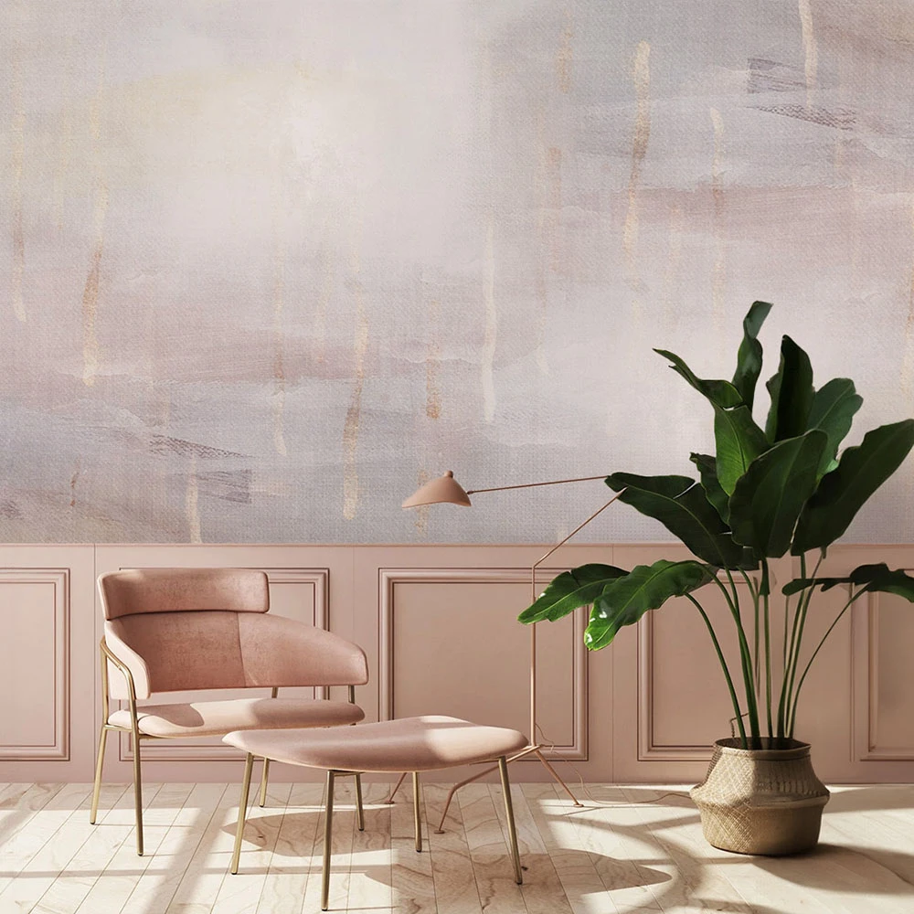 Wallpaper Studijo Wallart Golden lines with a little bit of pink (2)