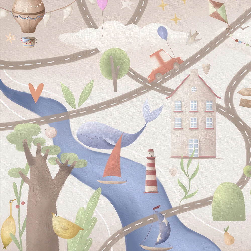Wallpaper Studijo Wallart Houses and Trees
