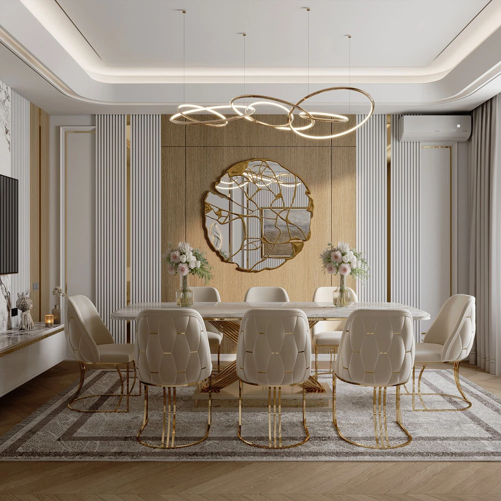 Neoclassic Luxurious Dining Room 3D Scene