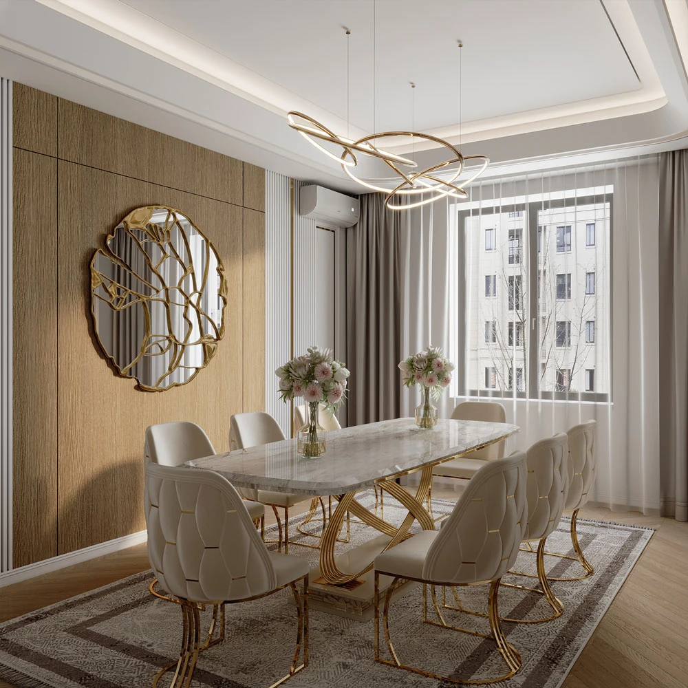 Neoclassic Luxurious Dining Room 3D Scene (3)