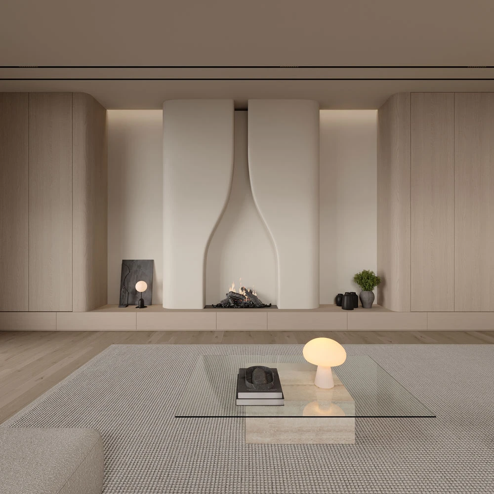 Modern Minimalist Living Room Interior Design 3D Scene (3)