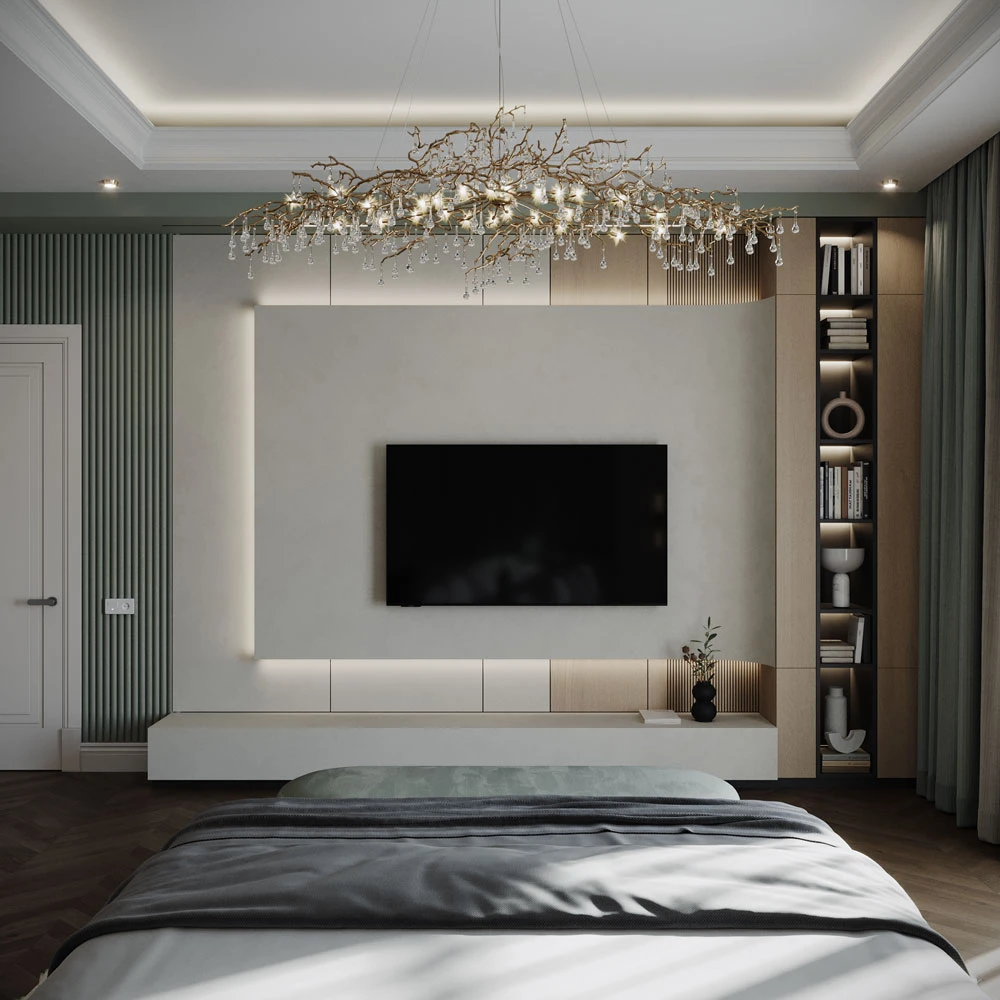 Luxurious Neoclassic Bedroom 3D Scene (3)