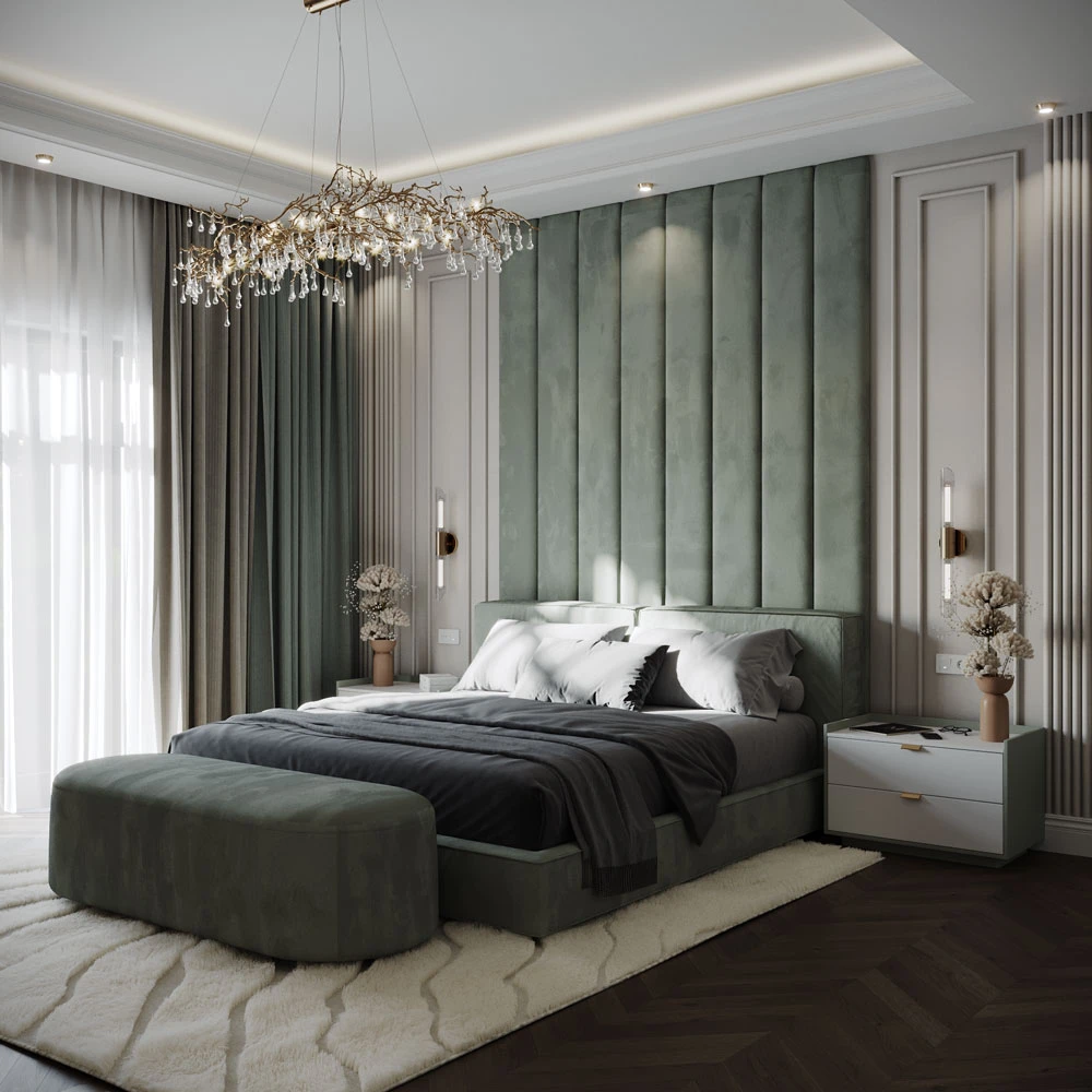 Luxurious Neoclassic Bedroom 3D Scene (4)
