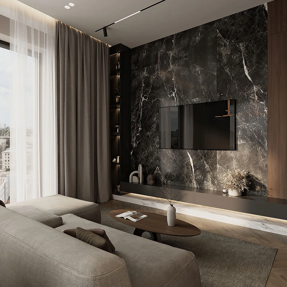 Modern Residential Living and Dining Room 3D Scene (3)