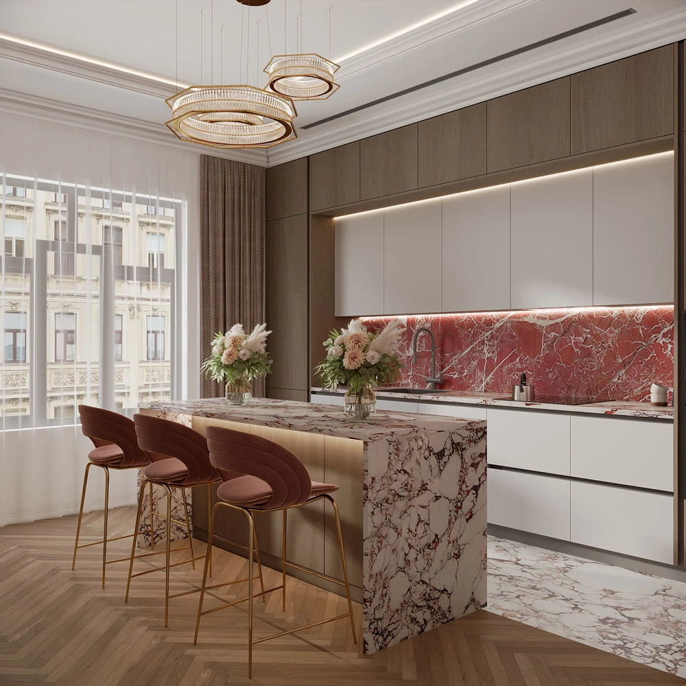 Scène 3D d'intérieur de cuisine classique moderne (3)