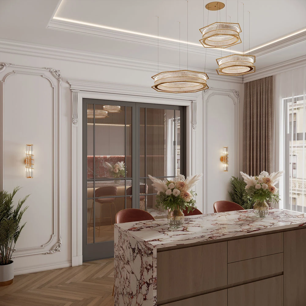 Scène 3D d'intérieur de cuisine classique moderne (4)