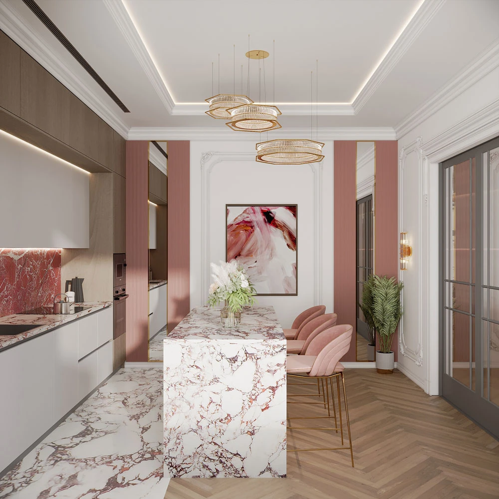 Scène 3D d'intérieur de cuisine classique moderne (5)