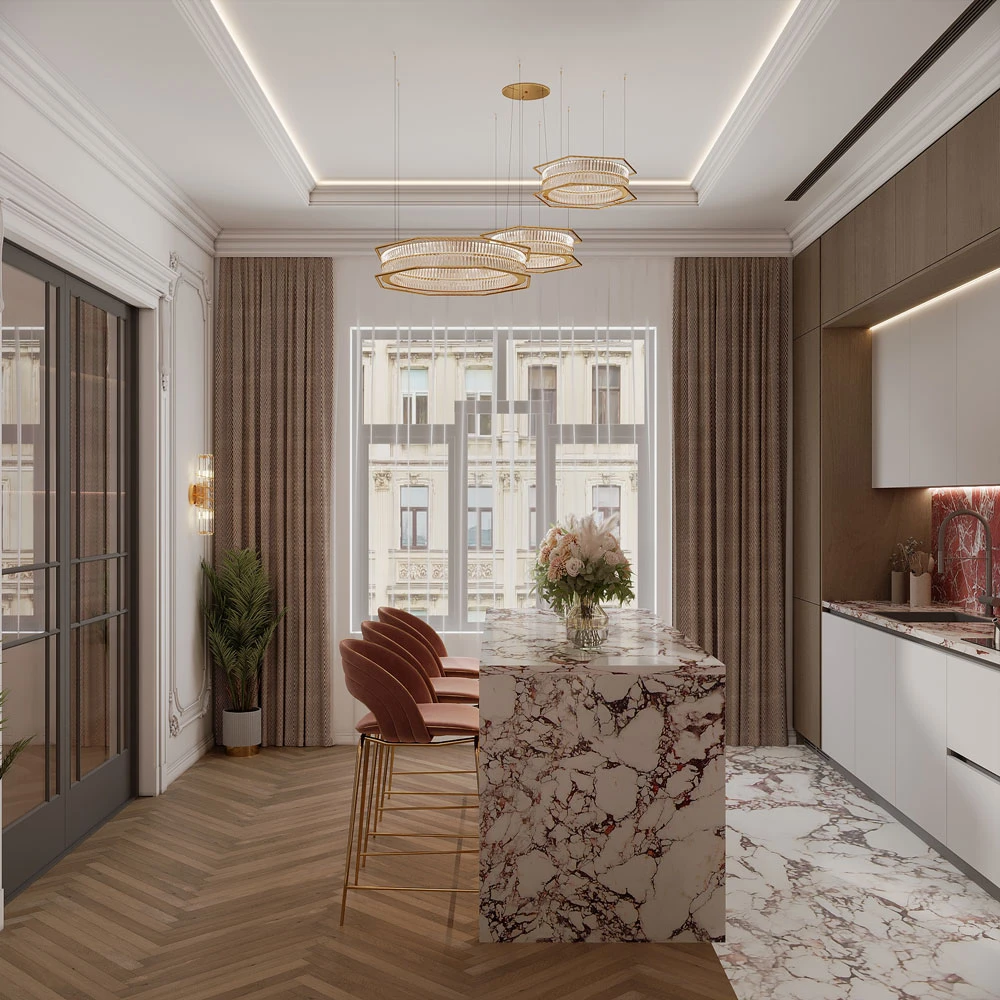 Scène 3D d'intérieur de cuisine classique moderne (6)