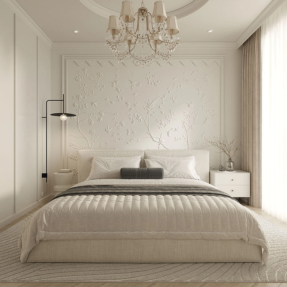 Neoclassic Bedroom Interior 3D Scene