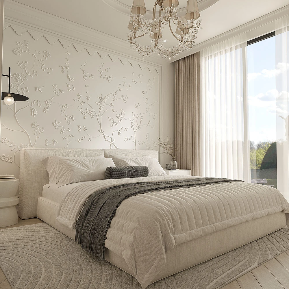 Neoclassic Bedroom Interior 3D Scene (5)