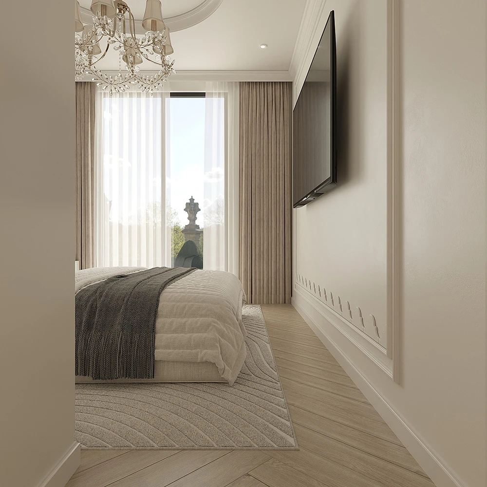 Neoclassic Bedroom Interior 3D Scene (6)