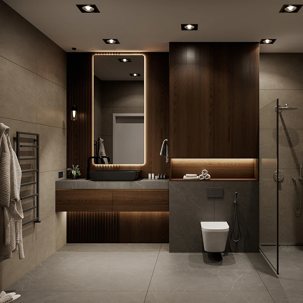 Modern Residential Bathroom 3D Scene