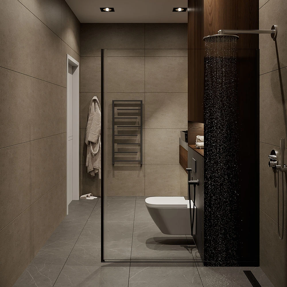 Modern Residential Bathroom 3D Scene (3)