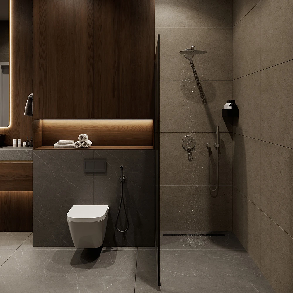 Modern Residential Bathroom 3D Scene (4)