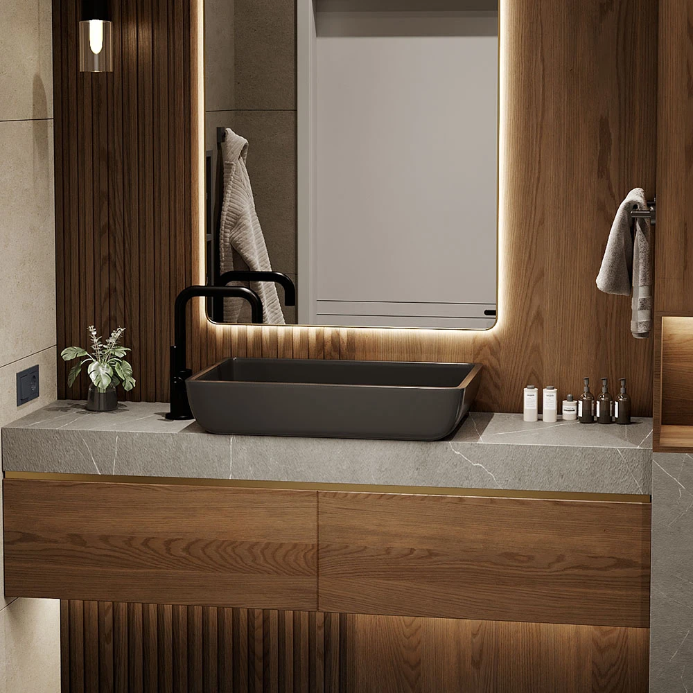 Modern Residential Bathroom 3D Scene (5)