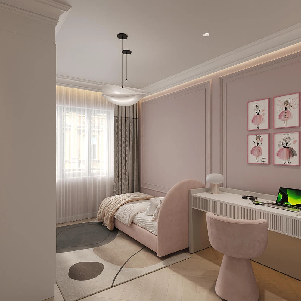 Neoclassical Child's Bedroom 3D Scene (7)
