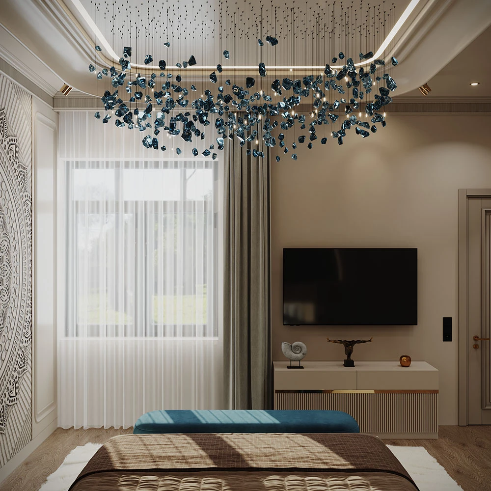 Luxurious Neoclassic Bedroom Interior 3D Scene (2)