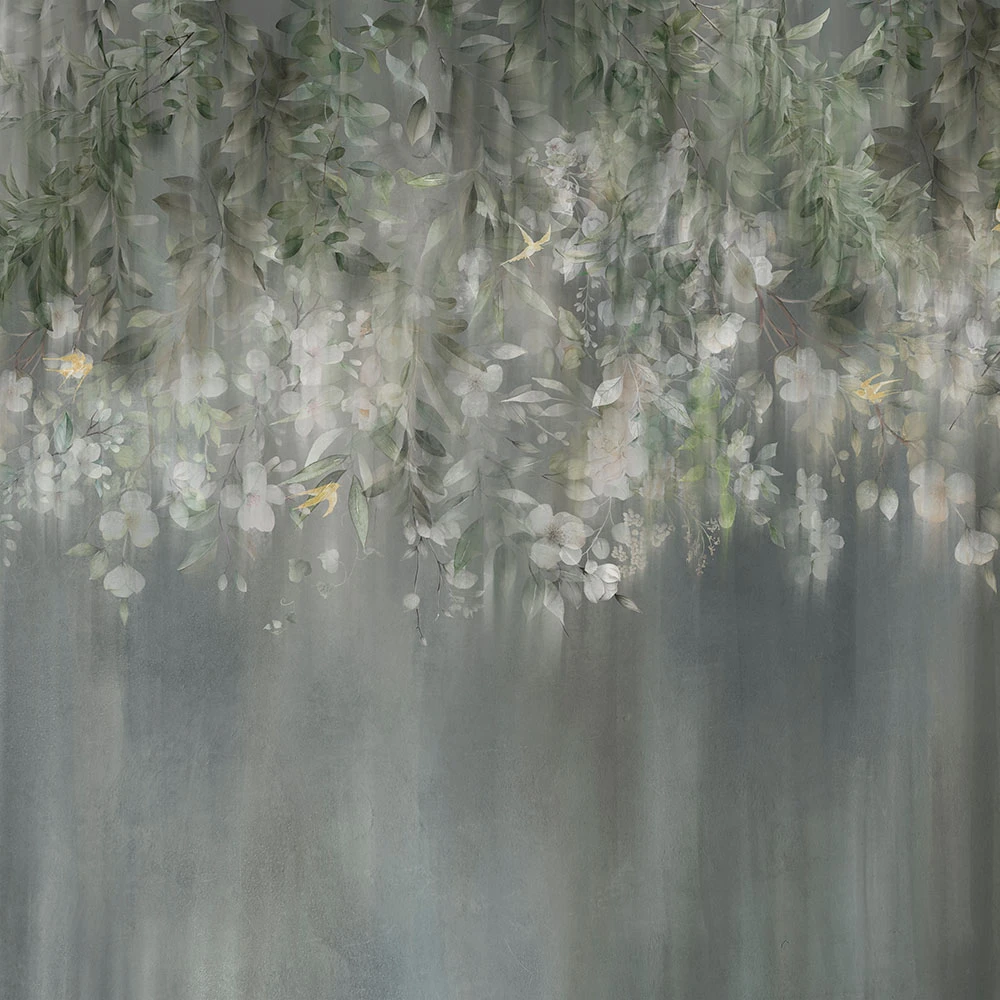 Wallpaper Murals Floral Silhouette Green