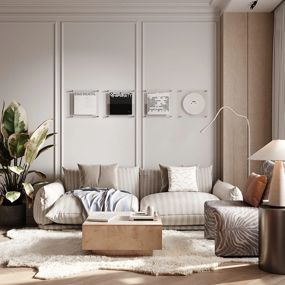 Eclectic Apartment Interior Living Room 3D Scene