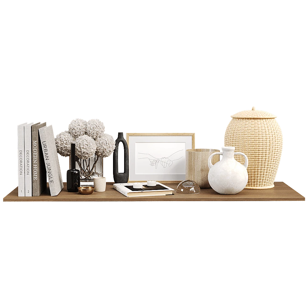 Ensemble décoratif avec matériaux naturels et style moderne
