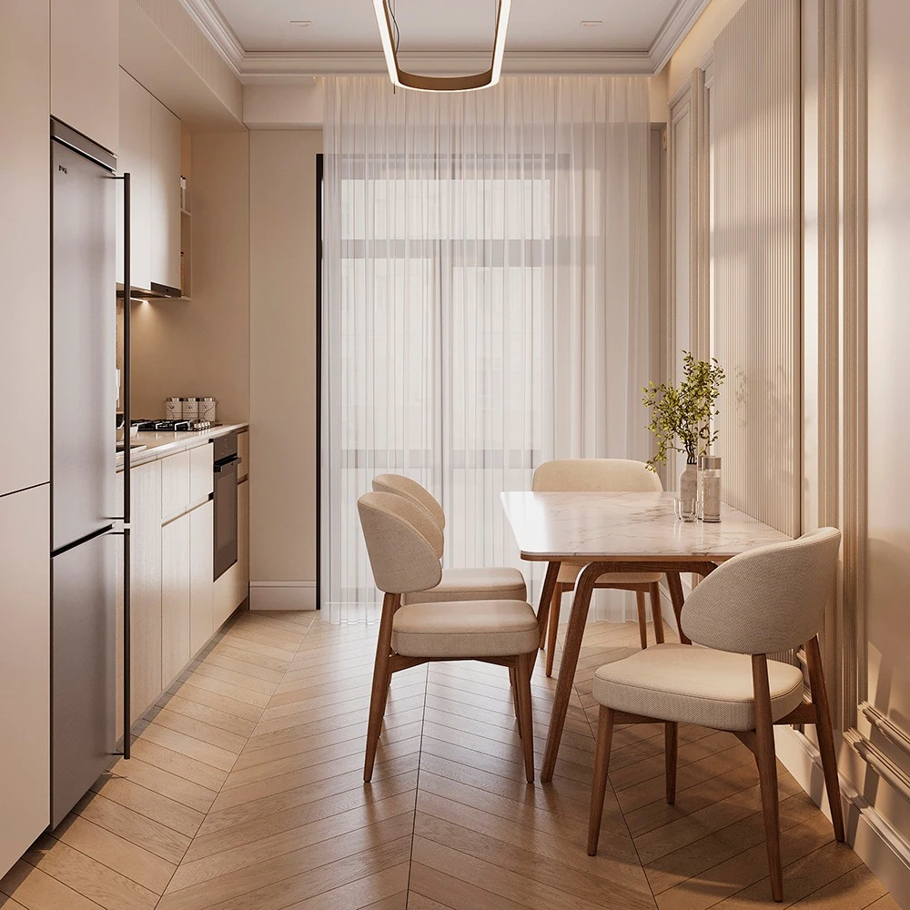 Neoclassic Contemporary Kitchen and Dining Area 3D Scene (4)