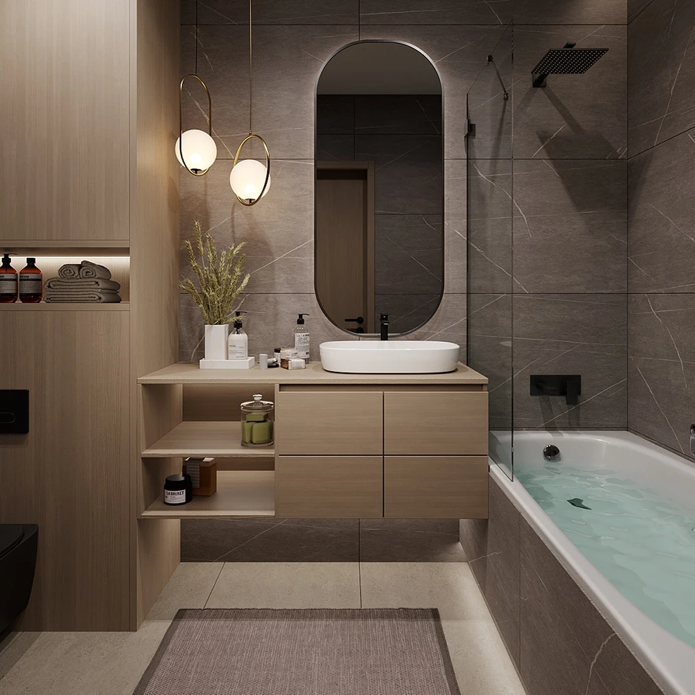 Modern Residential Bathroom 3D Scene