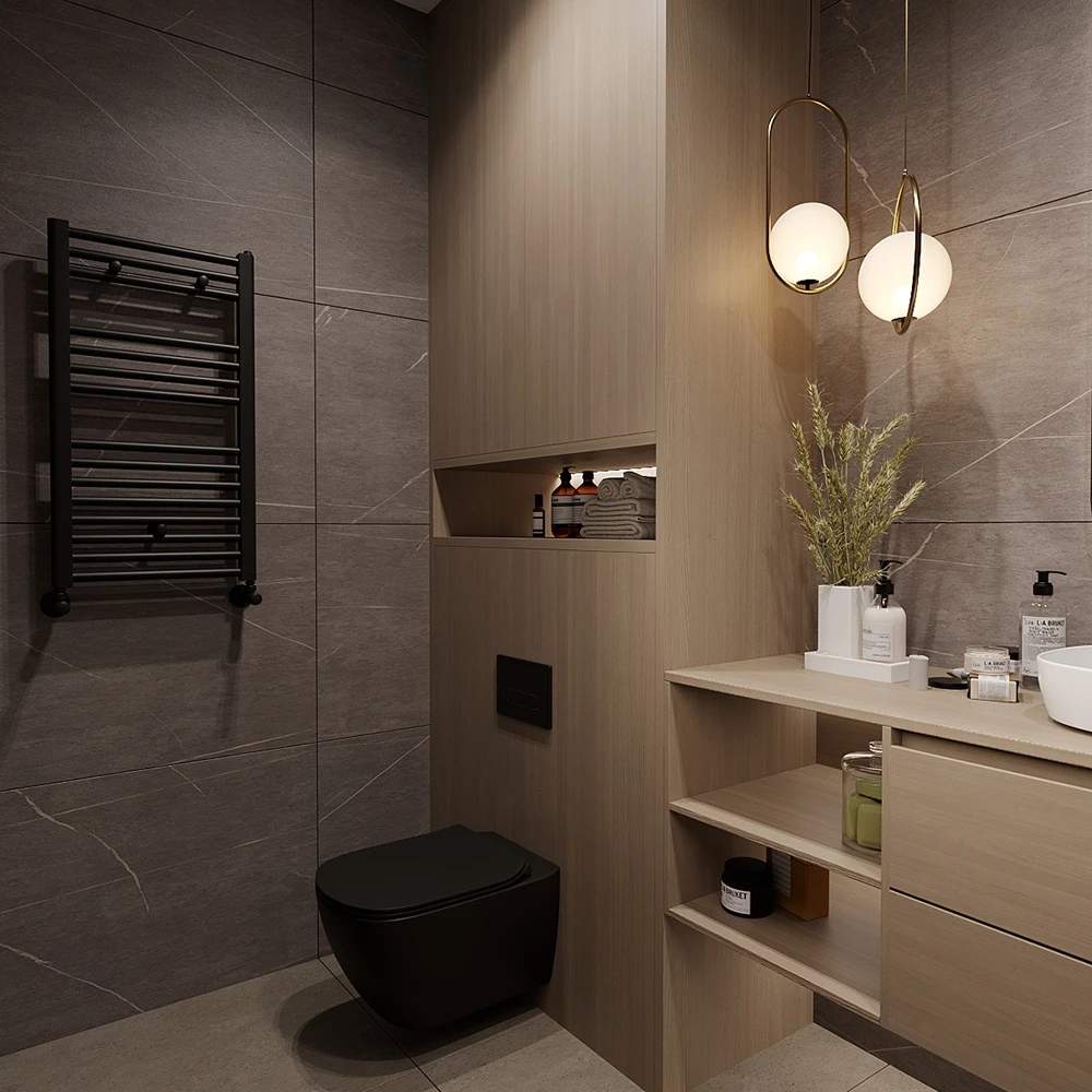Modern Residential Bathroom 3D Scene (3)