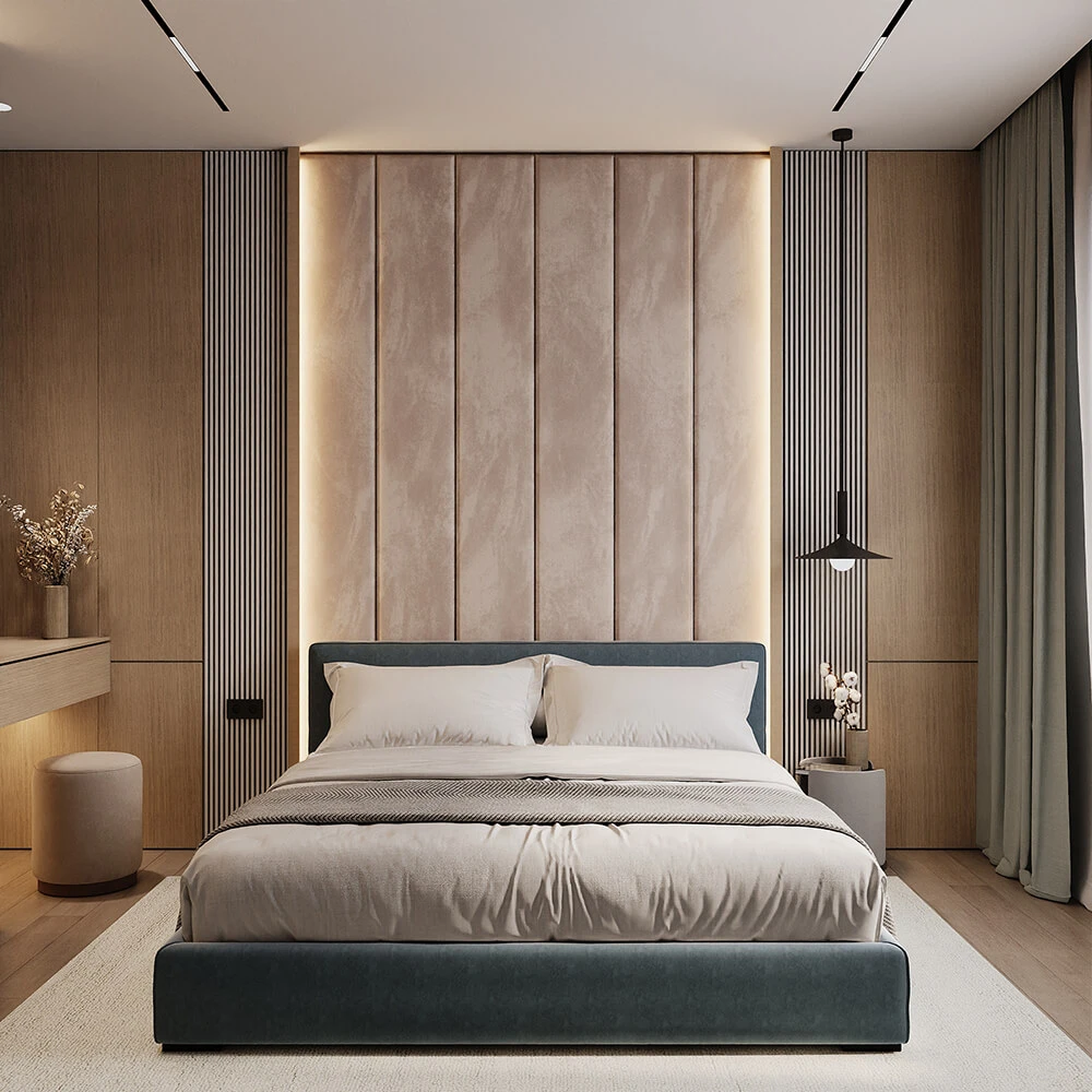 Modern Minimalist Bedroom Interior 3D Scene