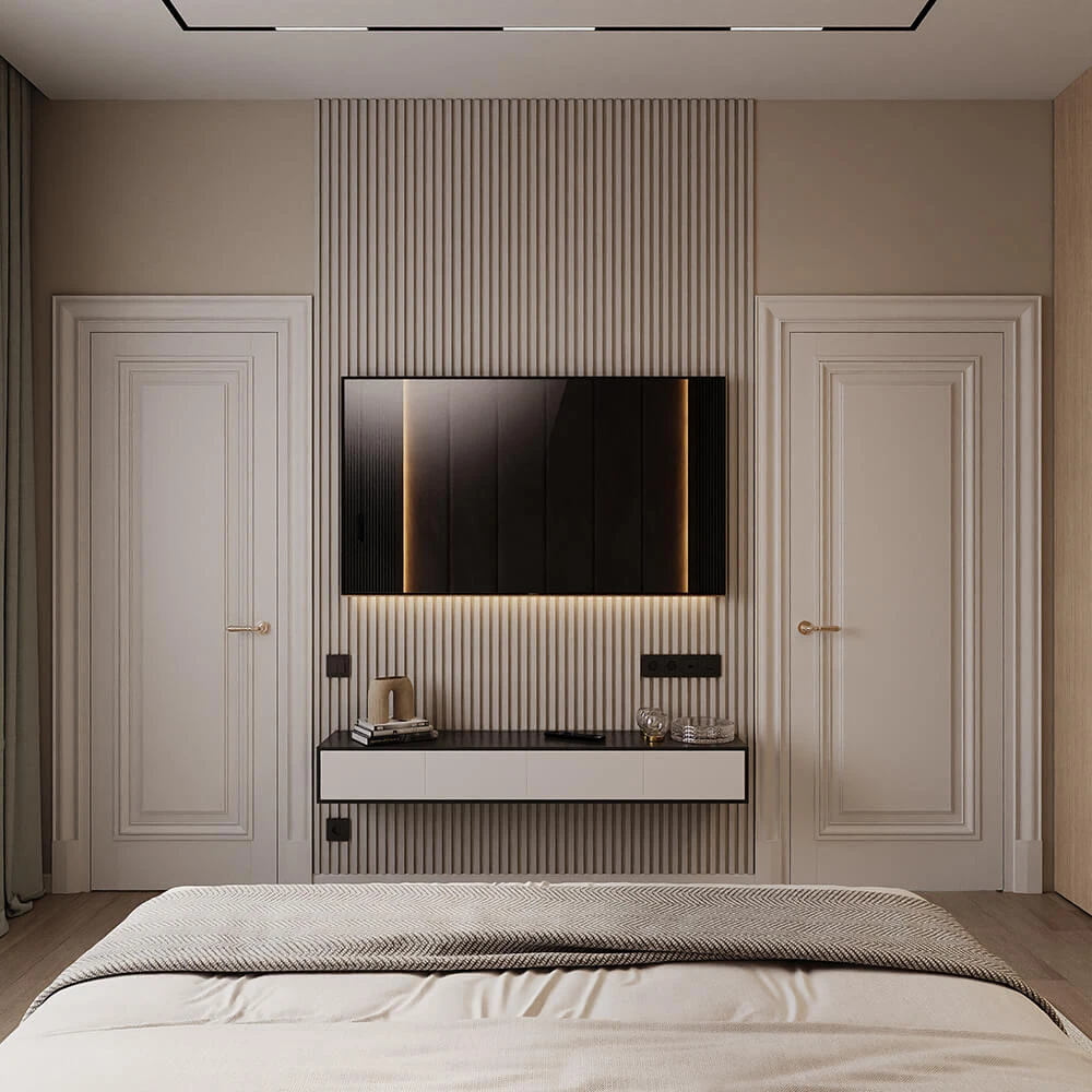 Modern Minimalist Bedroom Interior 3D Scene (2)