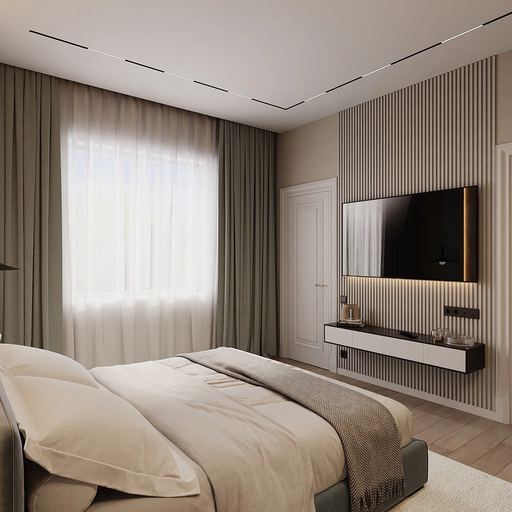 Modern Minimalist Bedroom Interior 3D Scene (3)