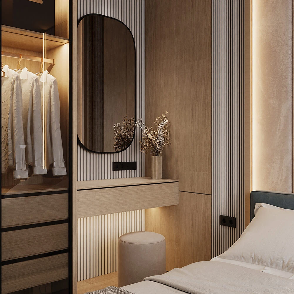 Modern Minimalist Bedroom Interior 3D Scene (4)