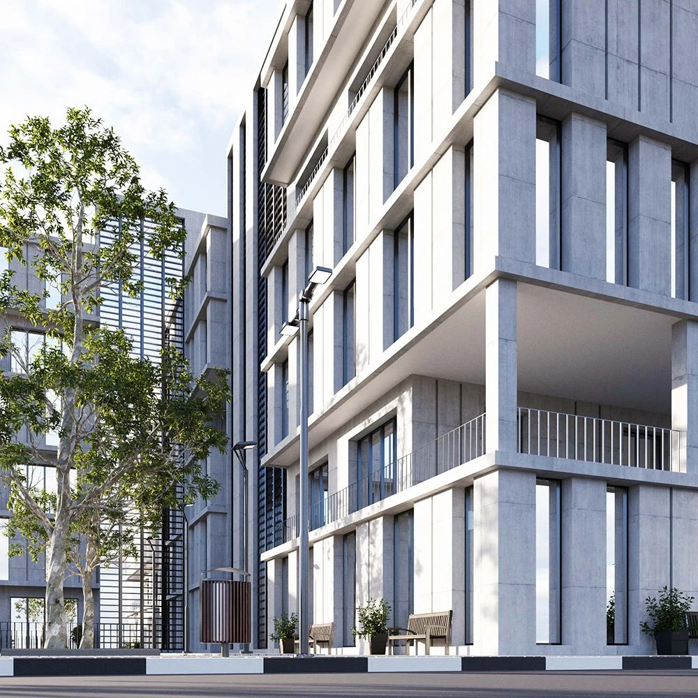 Modern Commercial Building Exterior 3D Scene (3)
