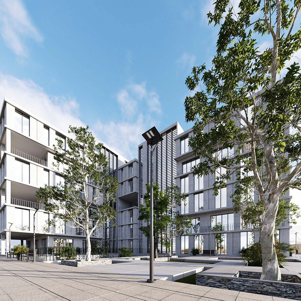 Modern Commercial Building Exterior 3D Scene (4)