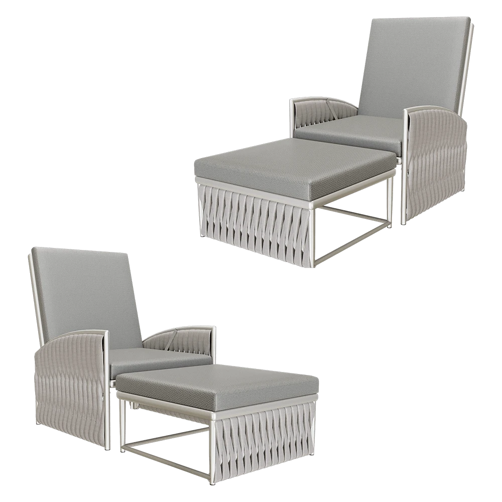 Liegesessel-Set Sifas Adjustable & Pouf