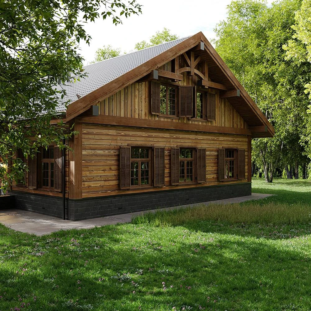 Scène 3D de maison individuelle de campagne en extérieur (4)