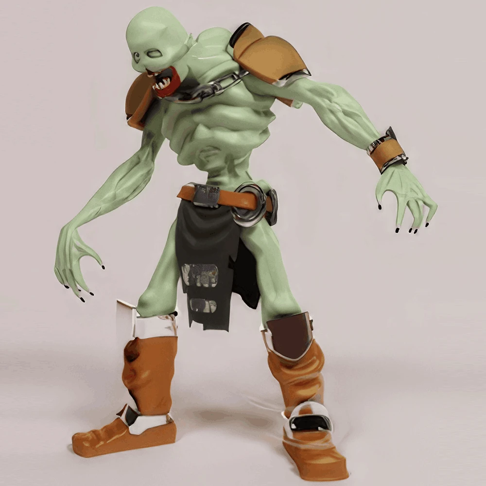 Figura de juguete de zombi con armadura y cadenas