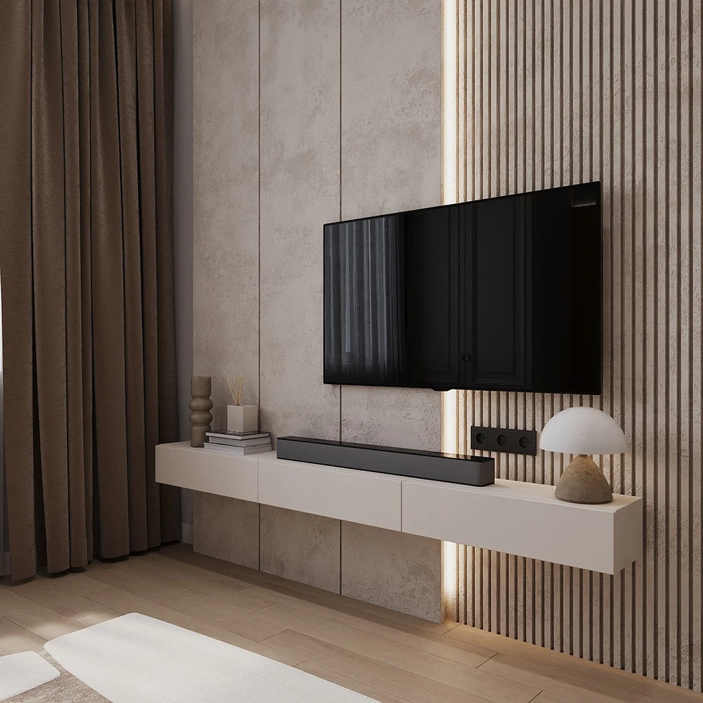 Modernes minimalistisches Schlafzimmer-Interieur 3D-Szene (3)