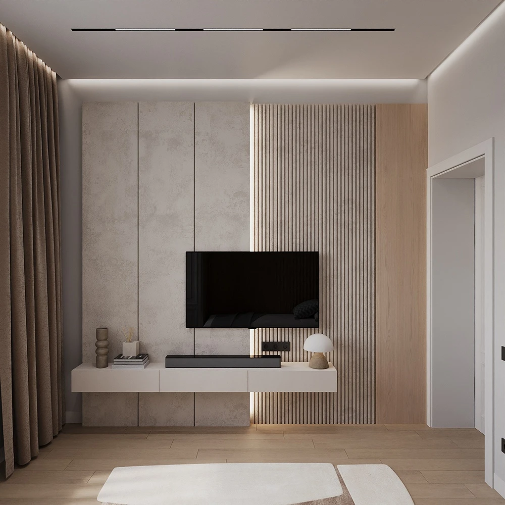 Modernes minimalistisches Schlafzimmer-Interieur 3D-Szene (6)
