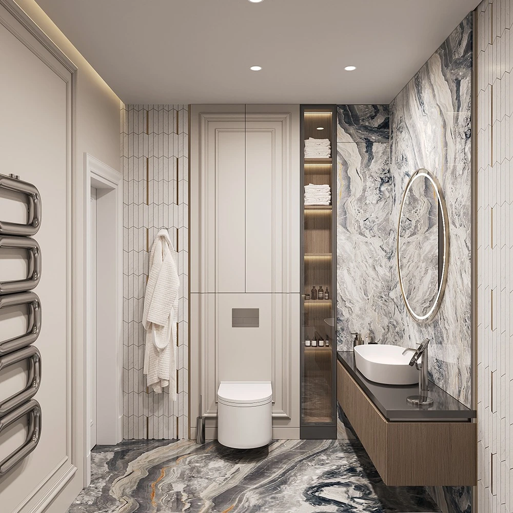 Luxurious Neoclassic Bathroom 3D Scene (3)