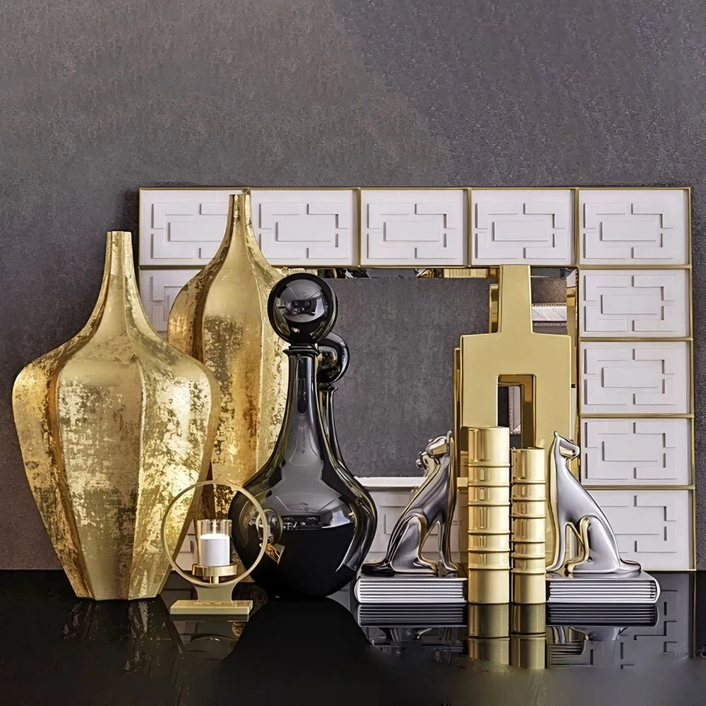 Decorative Set with Gold and Black Accents