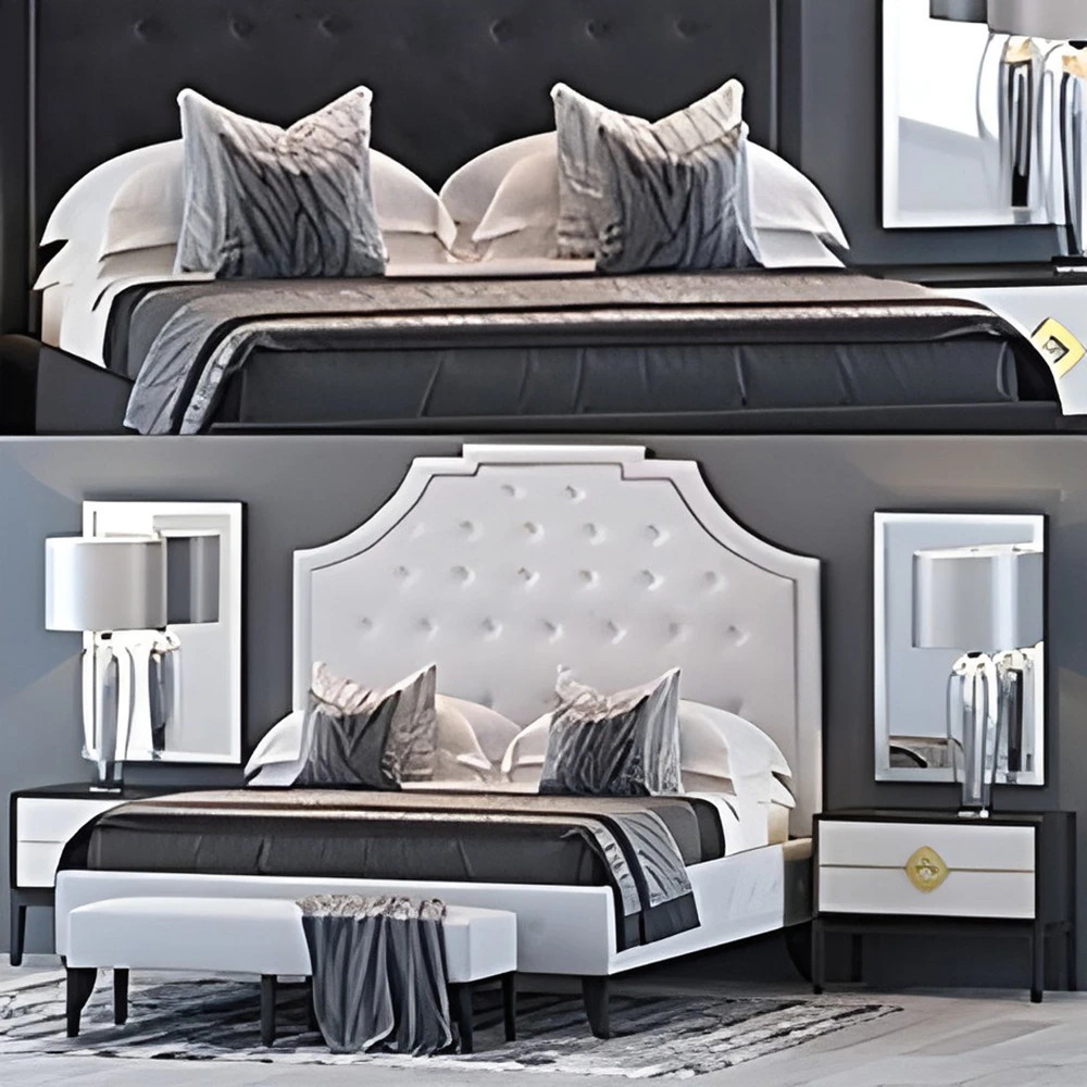 Upholstered Bed with Tufted Headboard