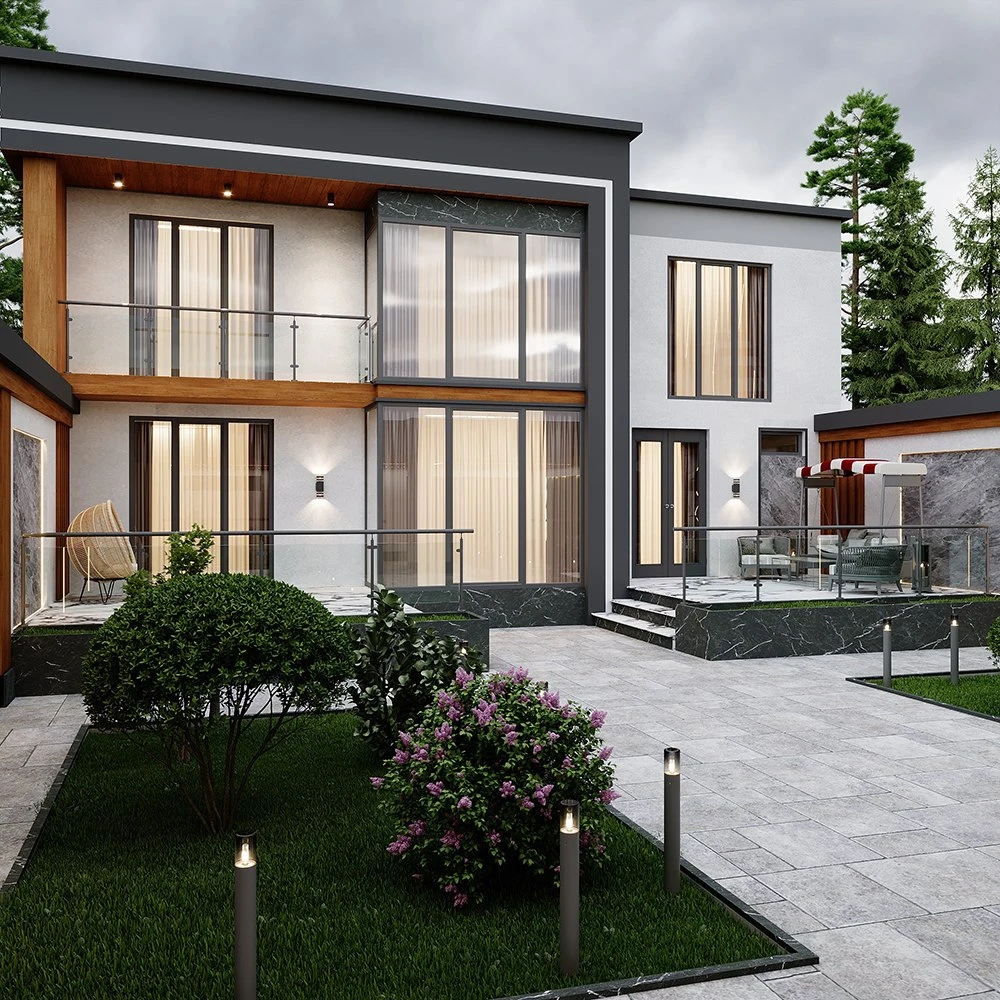 Modern Private House Exterior 3D Scene for Visualization (2)
