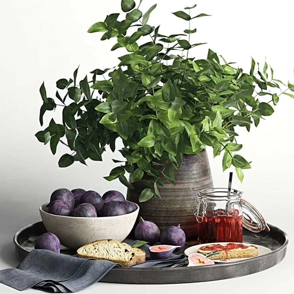 Set Decorativo Rustico con Pianta e Fichi