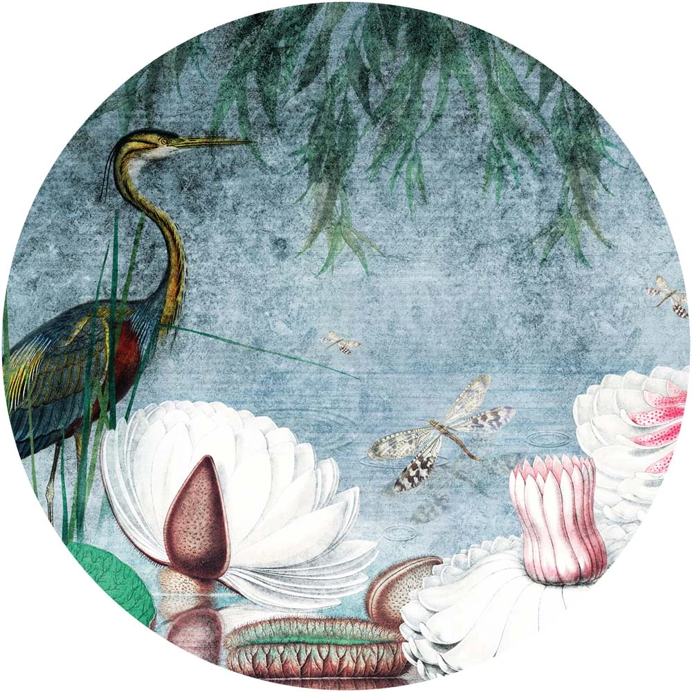 Carta da parati circolare Wall Art Water Lily circle