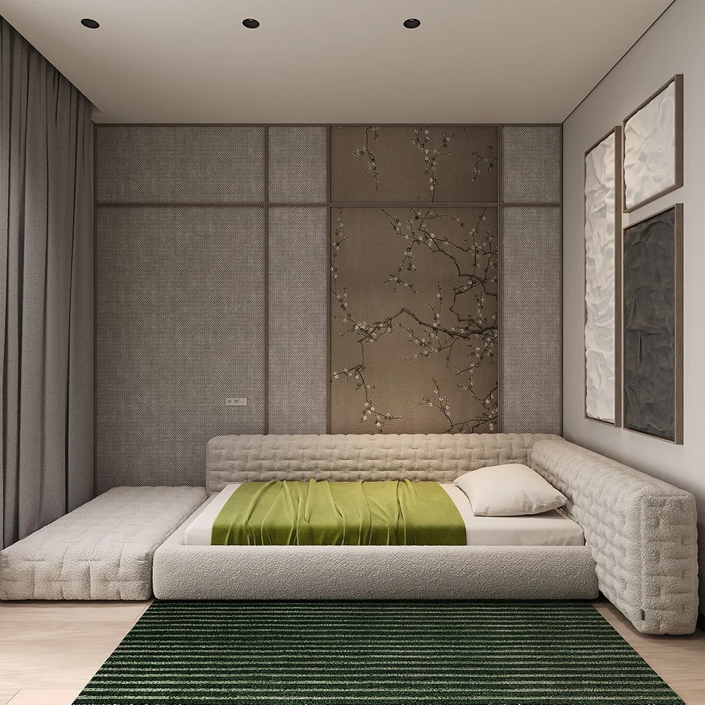 Japandi Residential Bedroom Interior 3D Scene