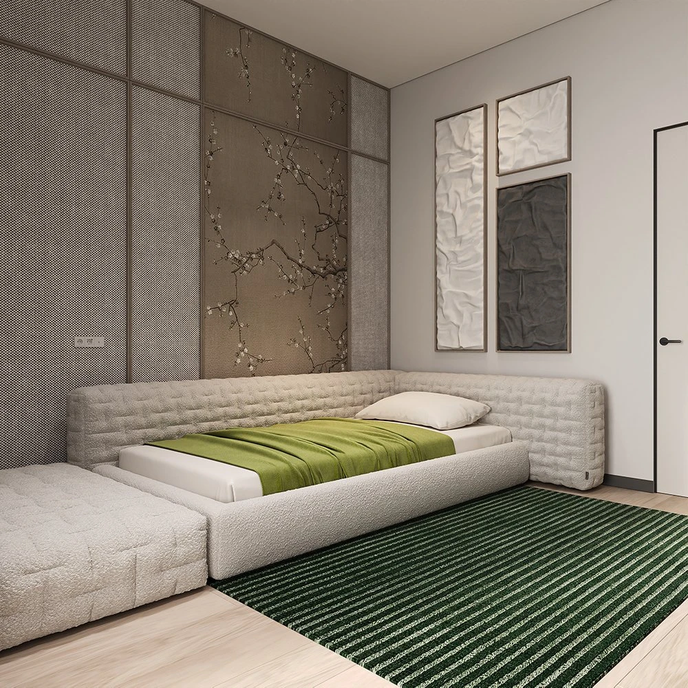 Japandi Residential Bedroom Interior 3D Scene (2)