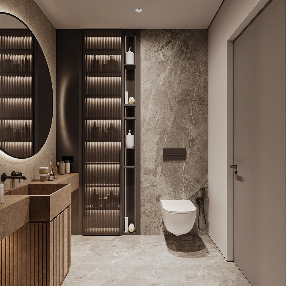 Modern Contemporary Bathroom 3D Scene (4)