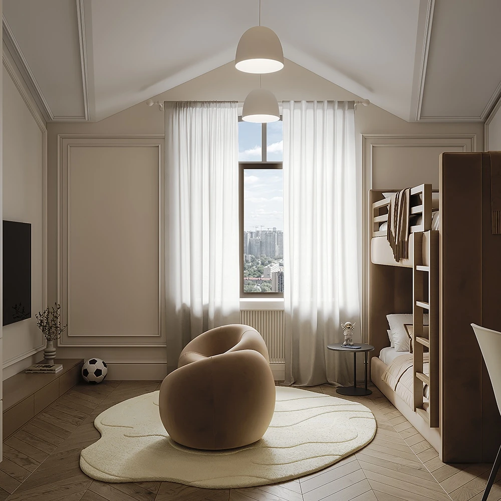 Modern Functional Kids Bedroom 3D Scene