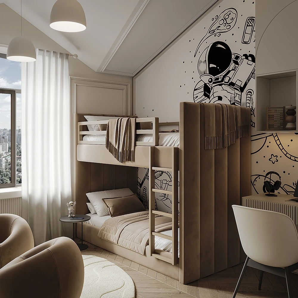 Modern Functional Kids Bedroom 3D Scene (5)