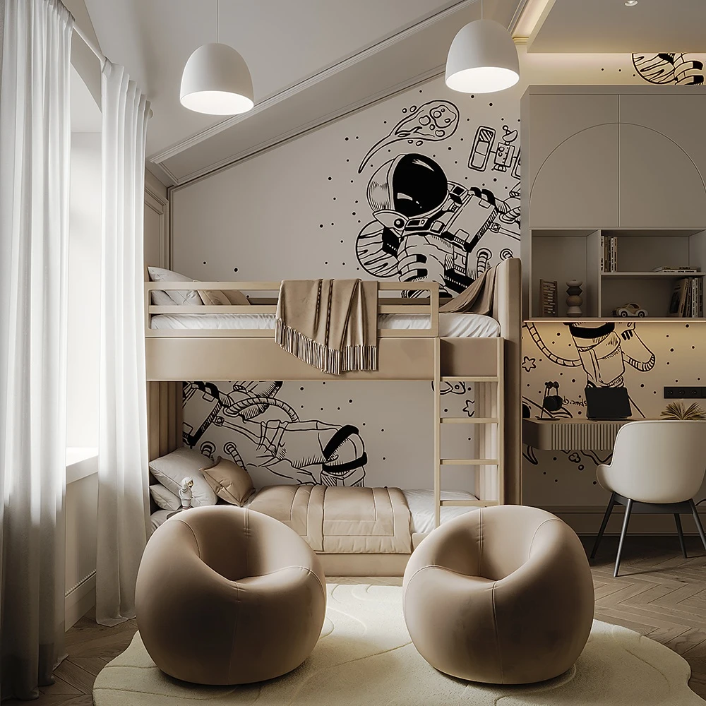 Modern Functional Kids Bedroom 3D Scene (6)